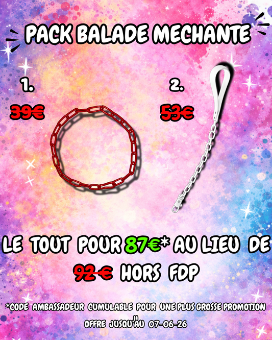 PACK BALADE - COLLIER CHAINE + LAISSE EN CHAINE