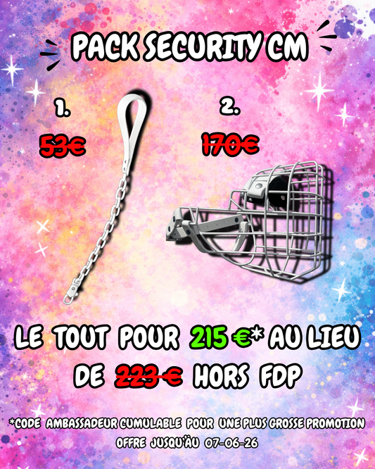 PACK SECURITY CM - MUSELIERE + LAISSE CHAINE CHIEN