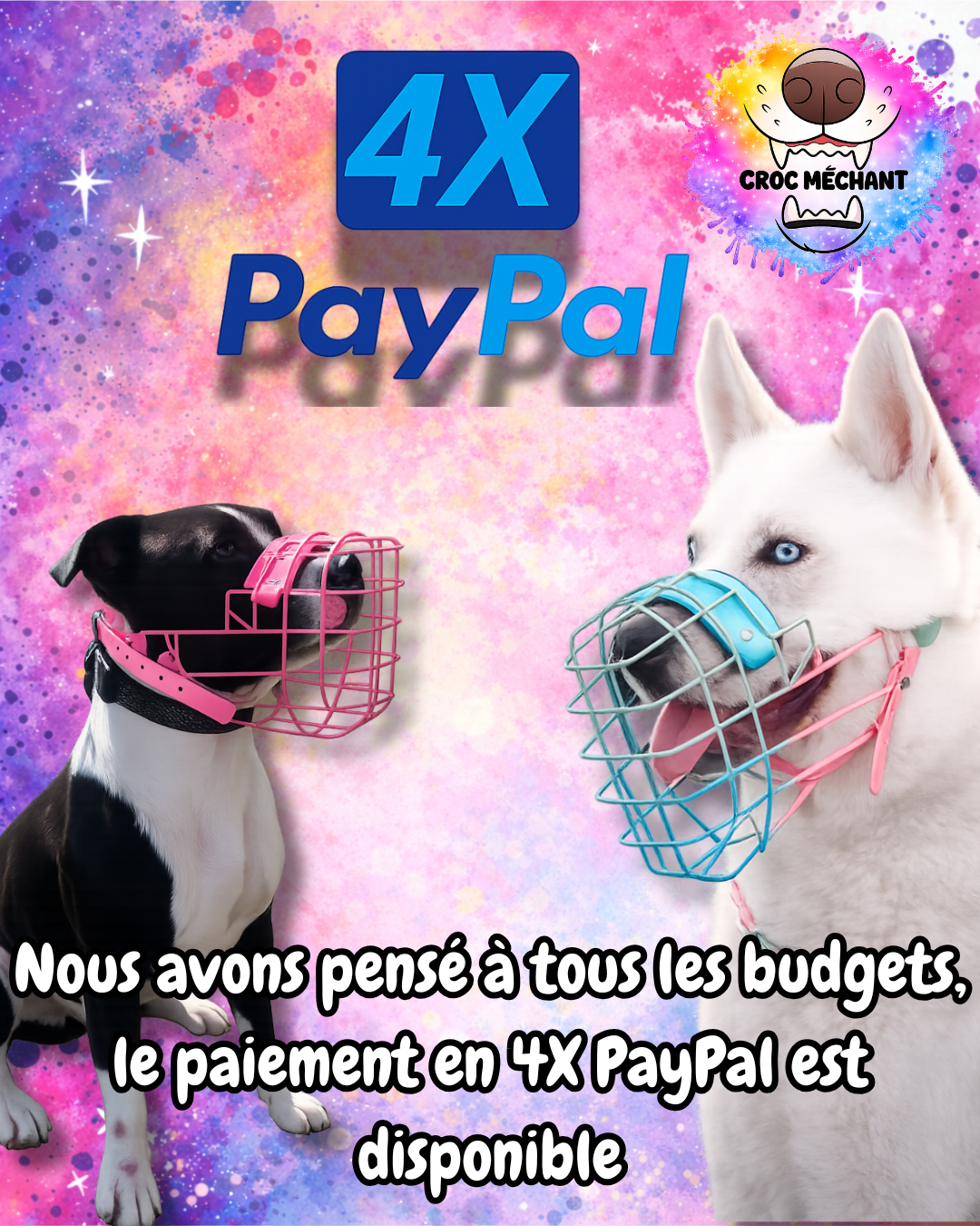 Muselière Chien - Cage Couleur Métallique + biothane